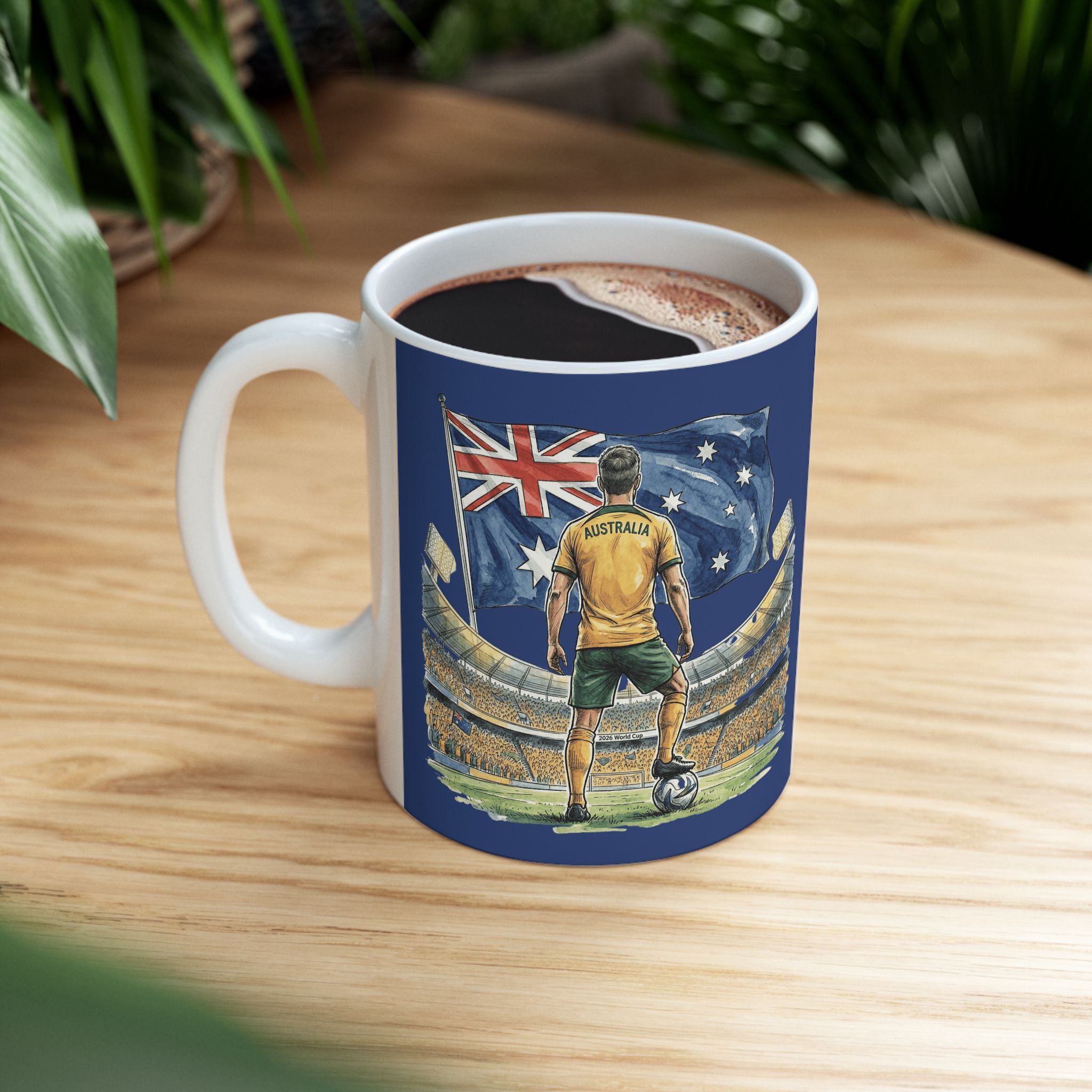 Australian Cricket Stadium Illustration Mug,  Flag & Crowd Ceramic Mug, World Cup 2026