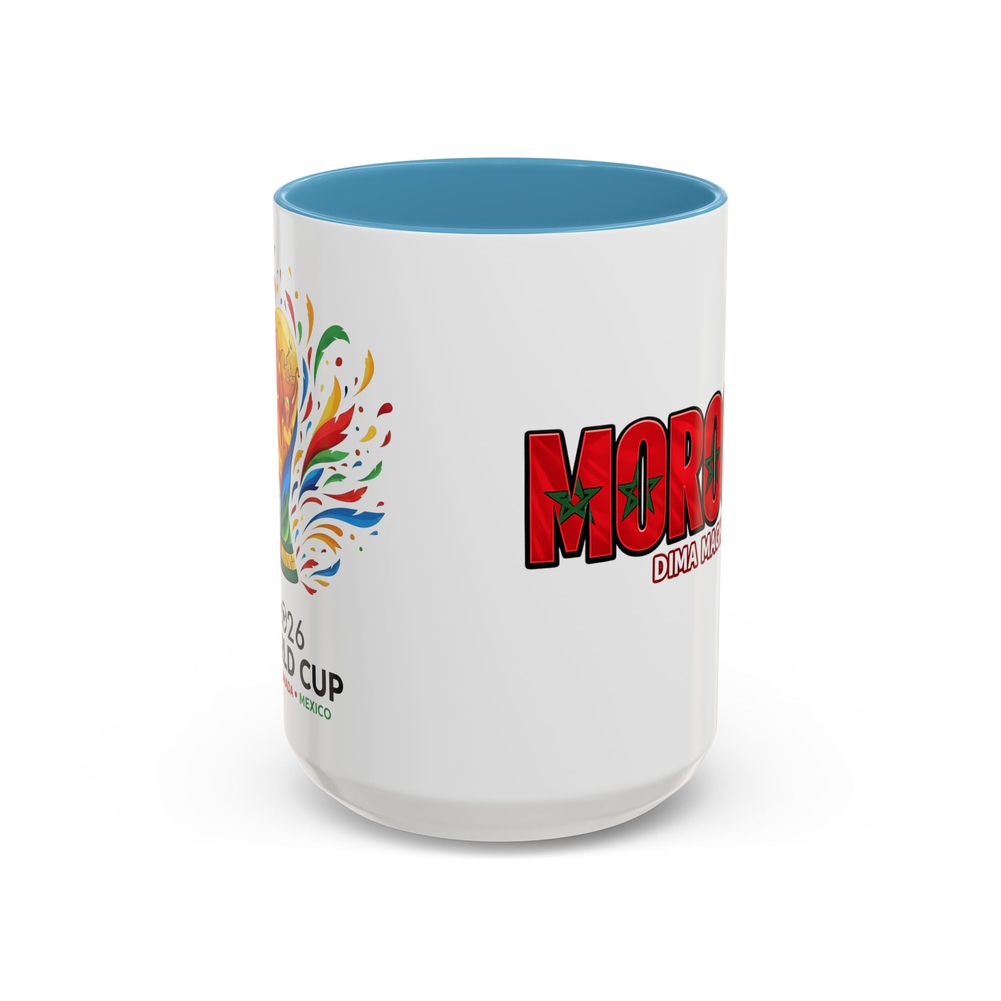 Morocco Flag Text Coffee Mug | Accent Coffee Mug (11, 15oz), World Cup 2026, Gifts for Dad