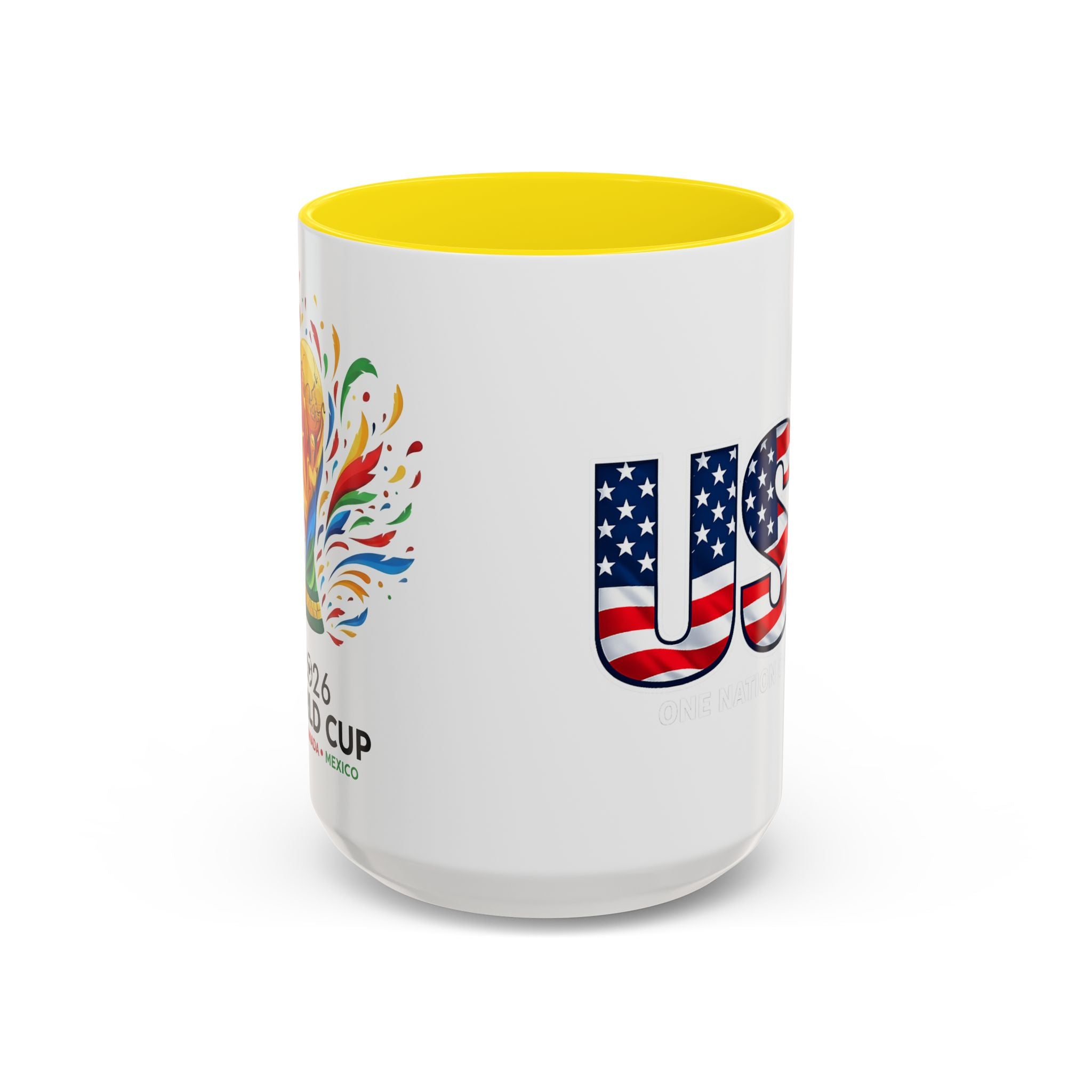 USA Flag Text Accent Coffee Mug | Patriotic American Stars Stripes Mug, Soccer World Cup 2026, Gifts for Dad