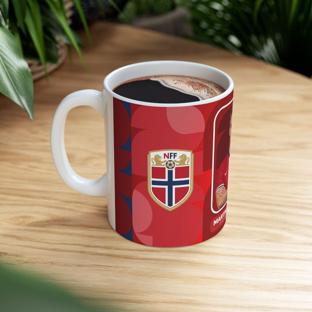 Norway Soccer Player Martin Ødegaard Mug — Ceramic Coffe Cup (11oz, 15oz), World Cup 2026 Mugs