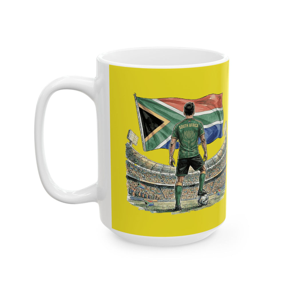 South Africa World Cup 2026 Mug, Yellow Ceramic Mug, South Africa Flag, Soccer Fan Gift