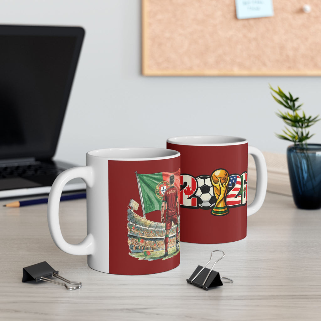 Portugal World Cup 2026 Style Mug, Red Ceramic Mug, Portugal Flag, Soccer Fan Gift