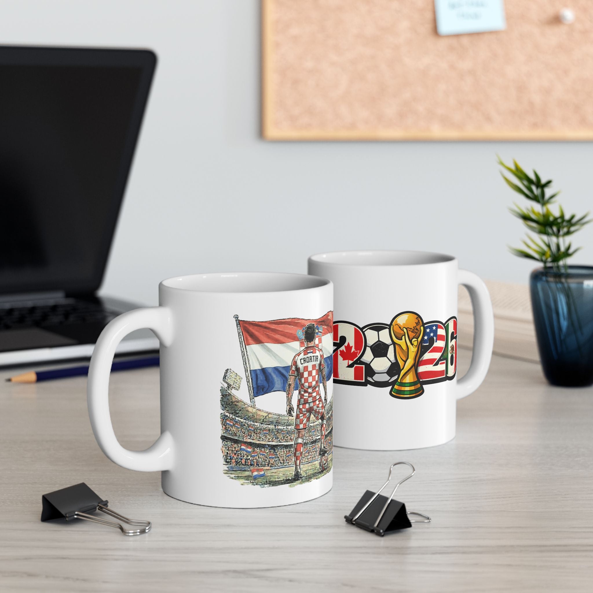 Croatia World Cup 2026 Mug, Soccer Ball, Ceramic Mug, Croatia Flag, Sports Fan Mug