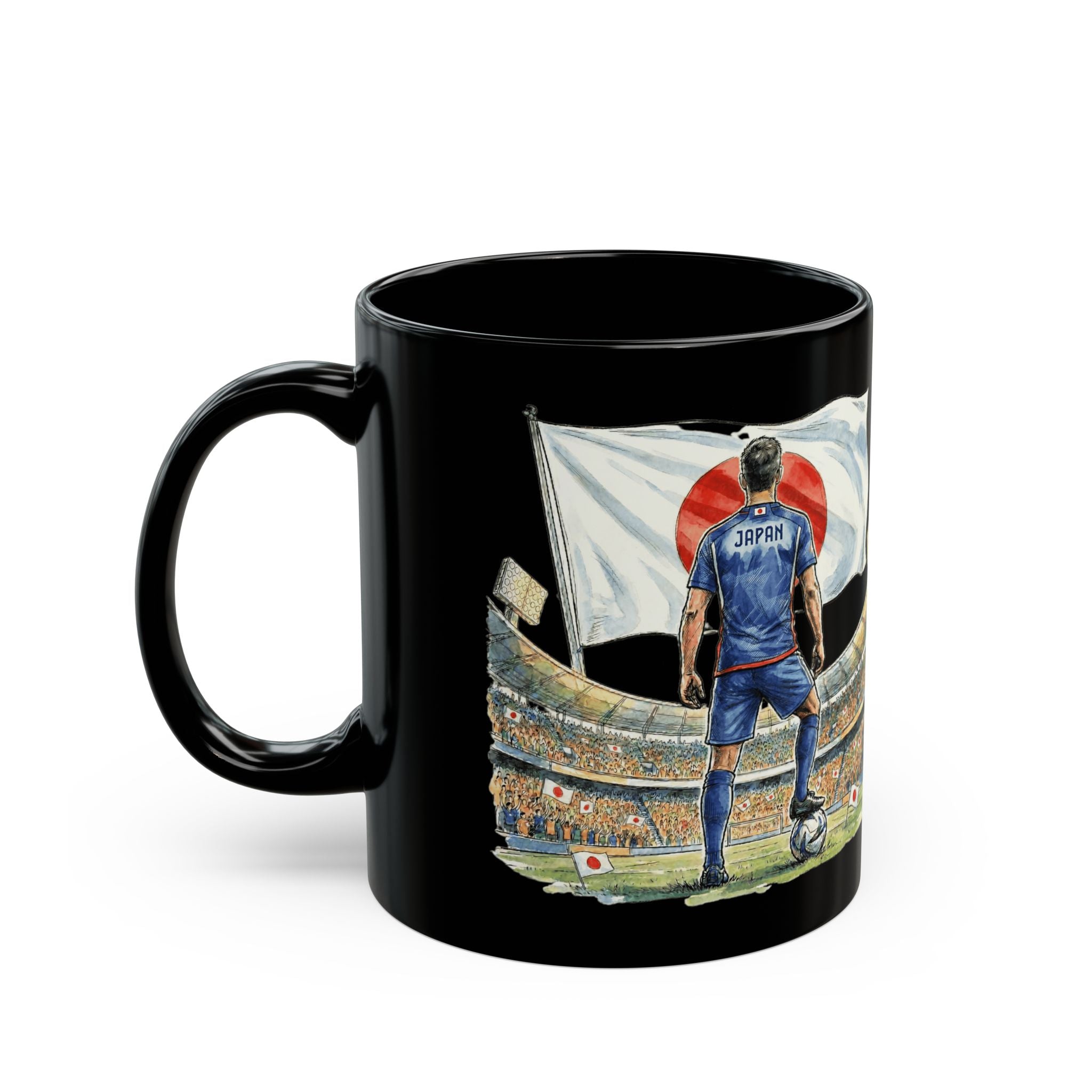 Japan World Cup 2026 Mug, Black Ceramic Coffee Cup, Japan Flag