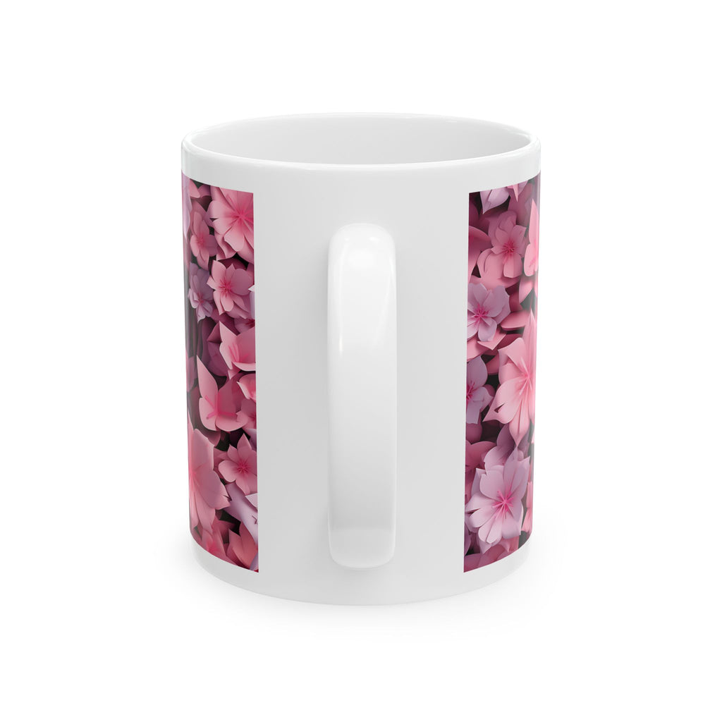 Pink Floral Heart with Butterflies Mug | Spring Flower Ceramic Mug, Mother's Day Sale