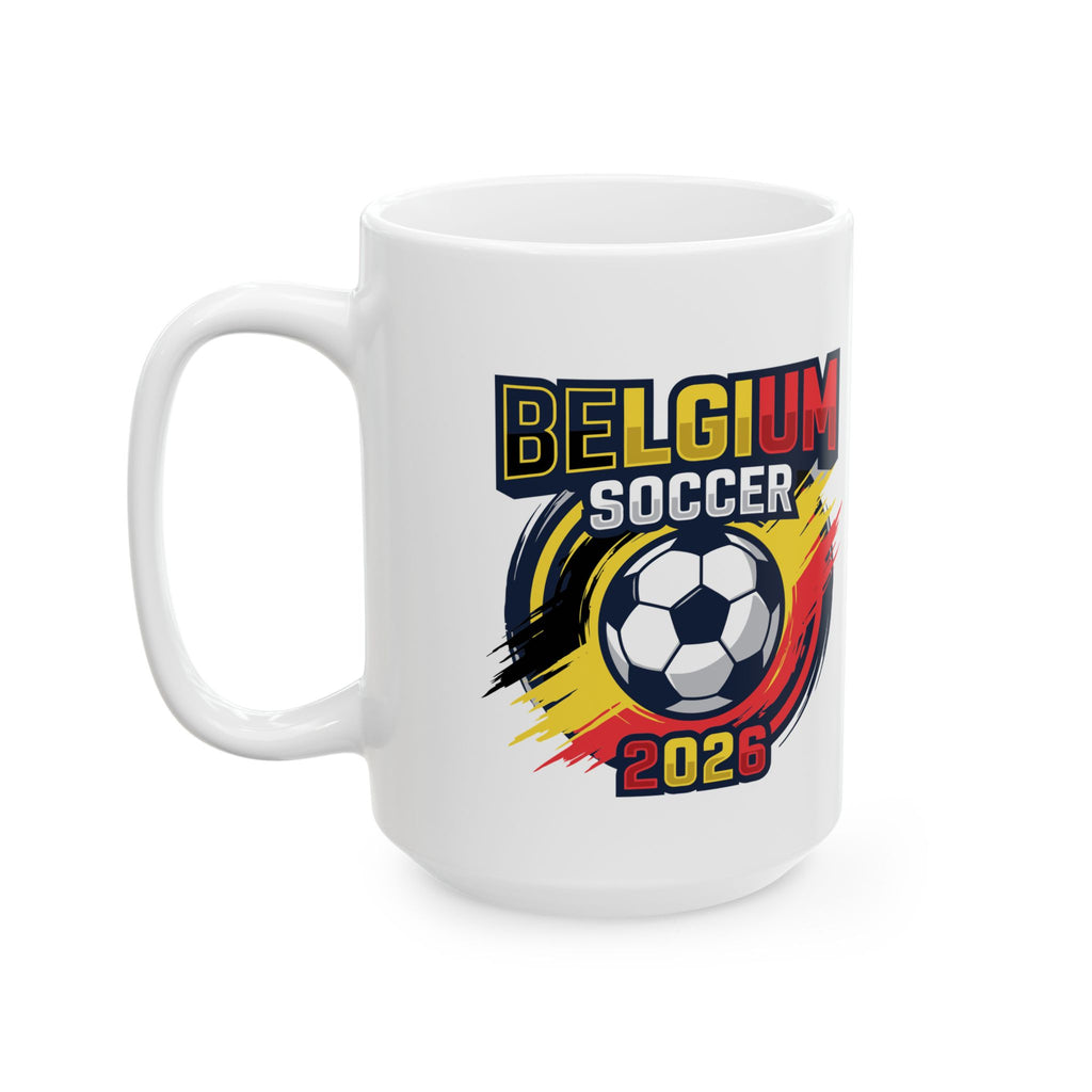 Belgium soccer fan mug, World Cup 2026 ceramic coffee cup, 11oz 15oz sizes