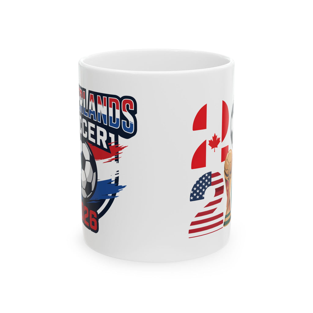 Netherlands Soccer 2026 Mug | Soccer Ball Flag Design, World Cup 2026 Coffee Mugs