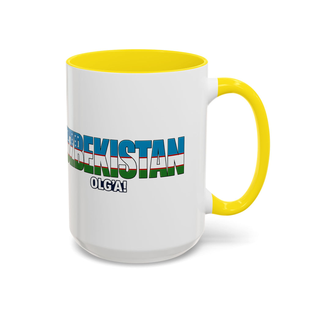 Uzbekistan Flag Typography Coffee Mug | Accent 11oz/15oz, Soccer World Cup 2026, Gift for Dad