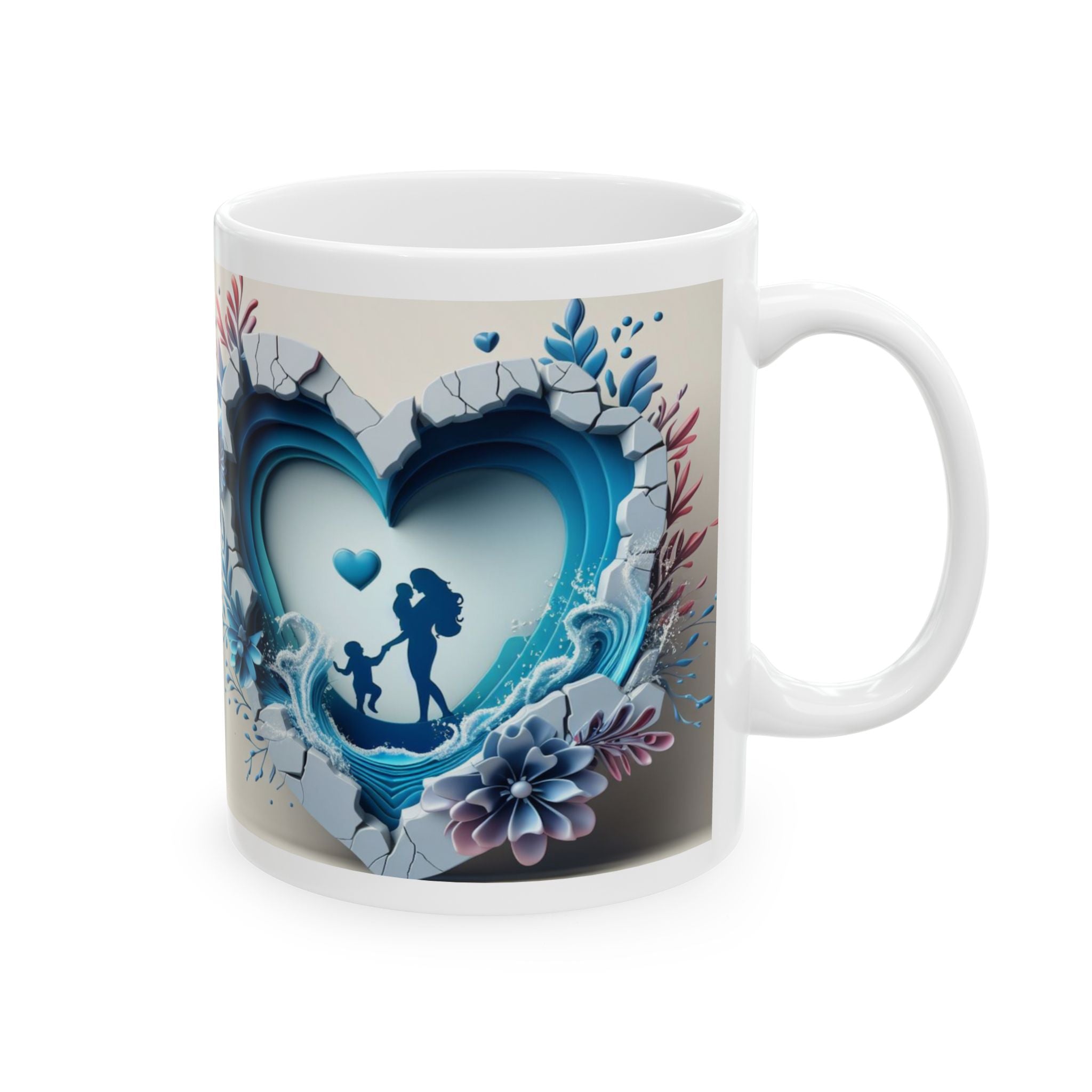 Blue Floral Skull Mug | Ceramic Coffee Cup, Mother's Day Sale