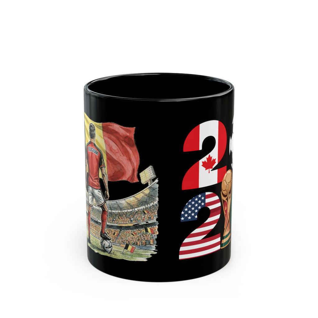 Belgium World Cup 2026 Mug | Black Ceramic Coffee Cup, Belgium Flag, Gift For Dad