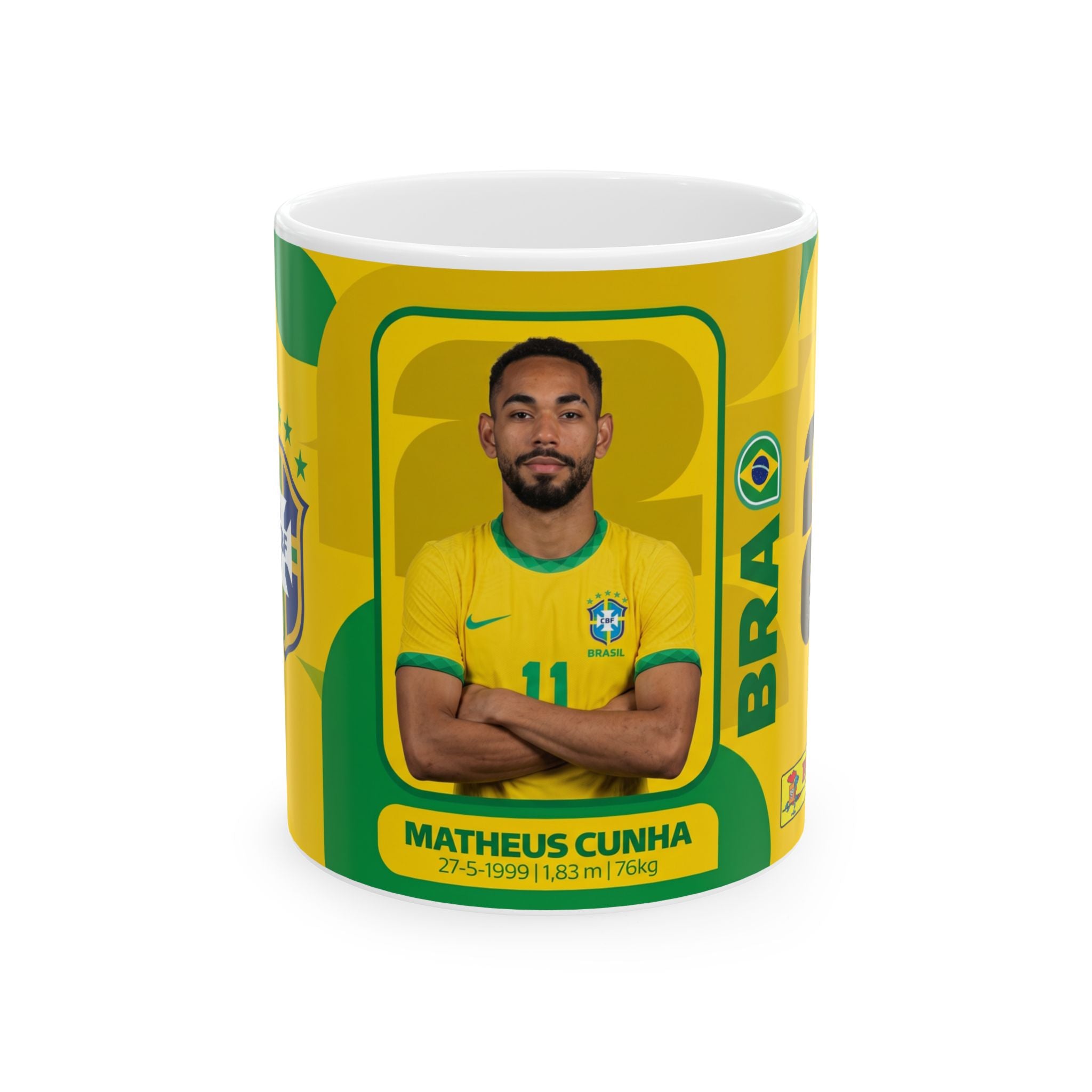 Brazil Soccer Player Matheus Cunha Mug – Coffee Ceramic Cup (11oz, 15oz), World Cup 2026 Mugs
