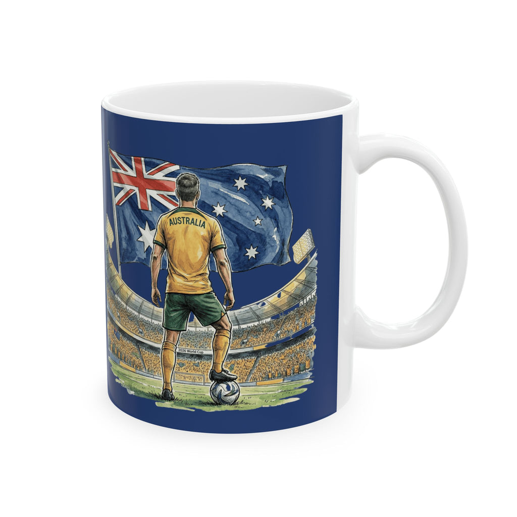 Australian Cricket Stadium Illustration Mug,  Flag & Crowd Ceramic Mug, World Cup 2026