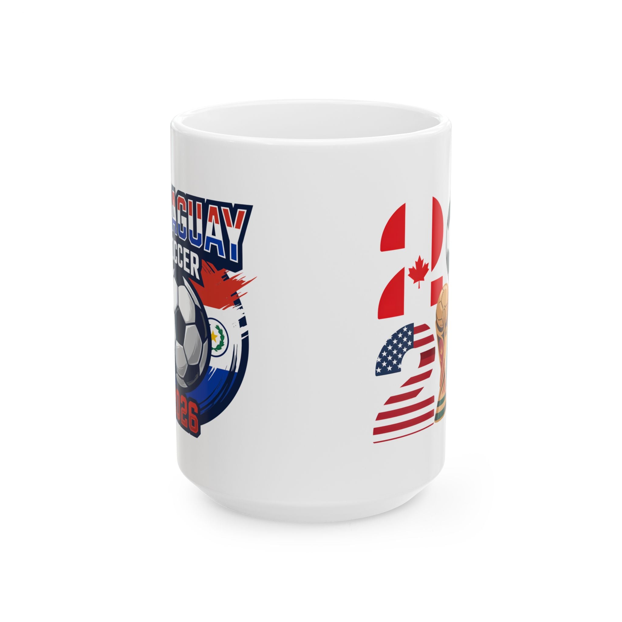 Paraguay Soccer Fans Mug | Soccer Ball Crest Ceramic Mug, World Cup 2026 Coffee Mugs, Panama Flag