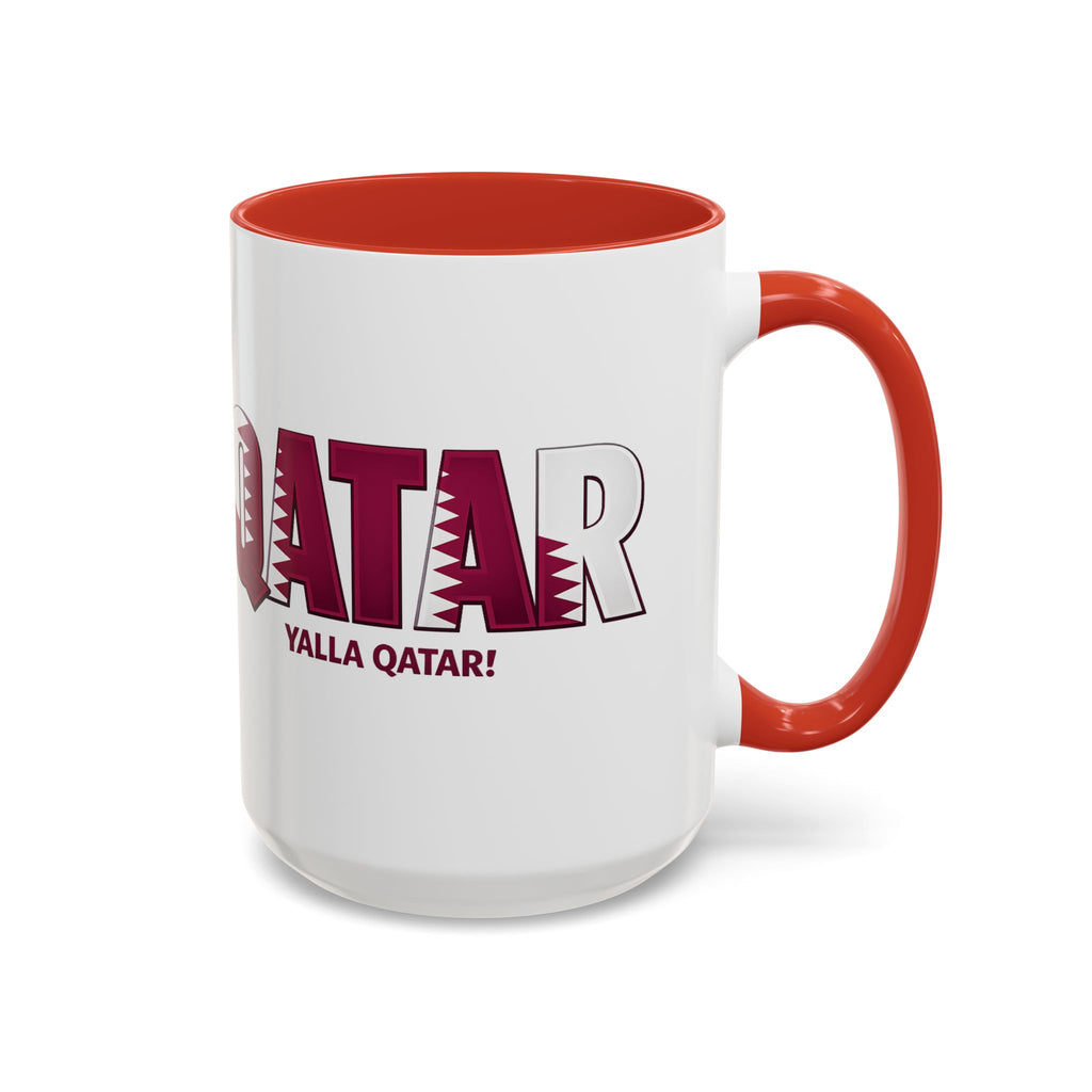 QATAR Yalla Qatar! Accent Coffee Mug | 11oz 15oz, Soccer World Cup 2026, Gifts for Dad