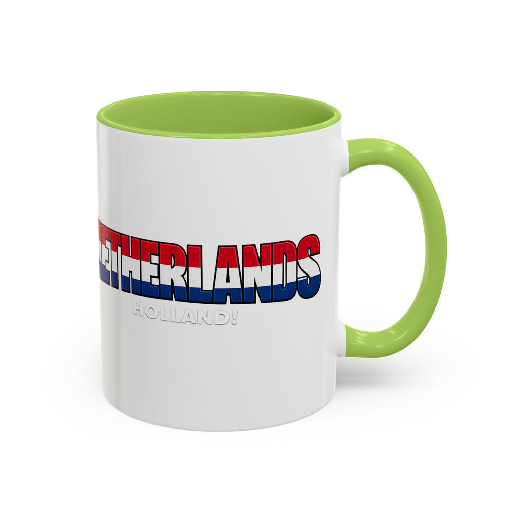 Netherlands Flag Text Coffee Mug | Accent 11oz 15oz, World Cup 2026, Gift for Dad