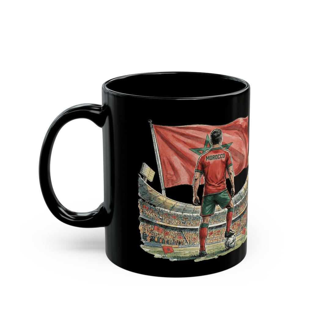 Morocco World Cup 2026 Soccer Mug | Black Ceramic Cup, Gift For Dad