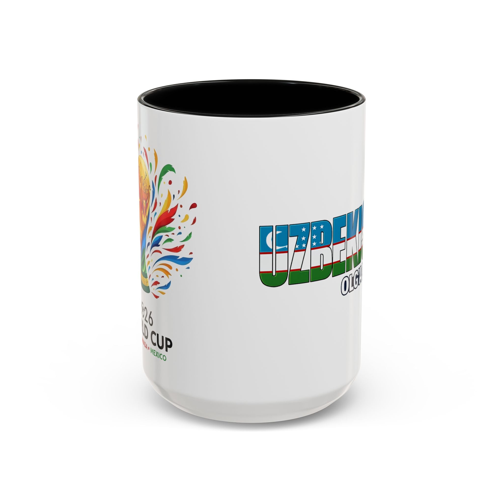 Uzbekistan Flag Typography Coffee Mug | Accent 11oz/15oz, Soccer World Cup 2026, Gift for Dad