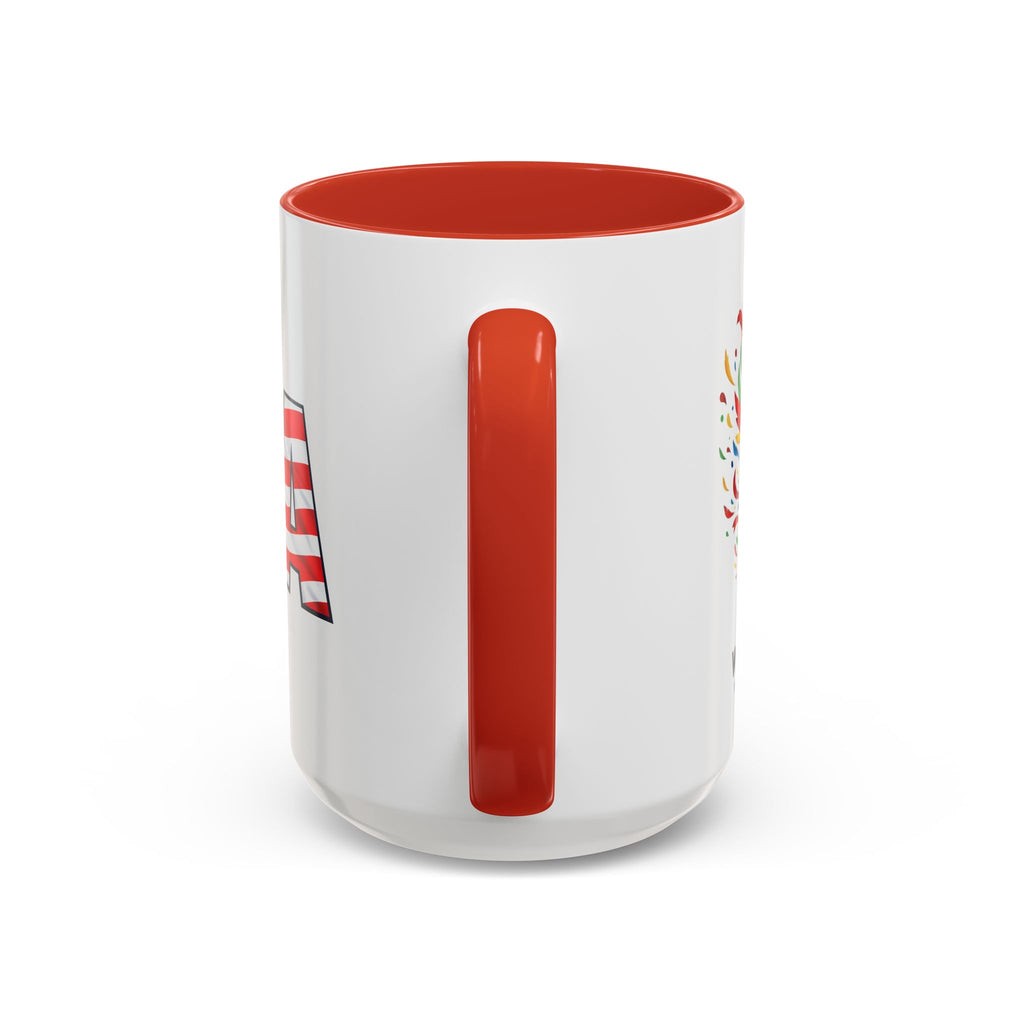 USA Flag Text Accent Coffee Mug | Patriotic American Stars Stripes Mug, Soccer World Cup 2026, Gifts for Dad