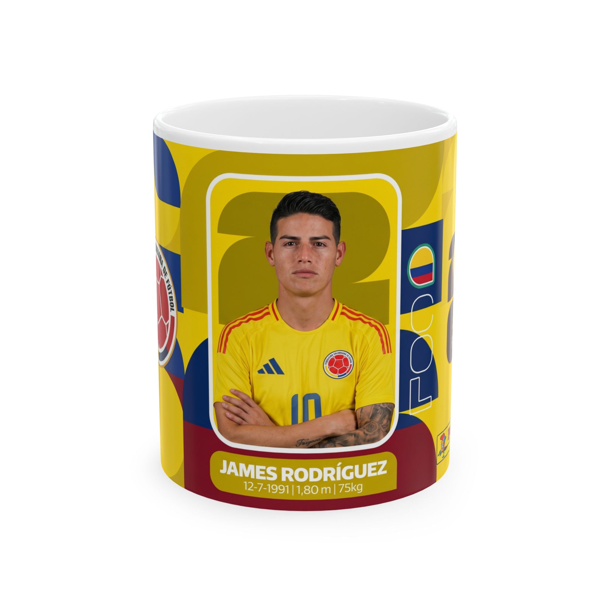Colombia Soccer Player James Rodríguez Mug — Ceramic Coffee Cup (11oz/15oz), World Cup 2026 Mugs