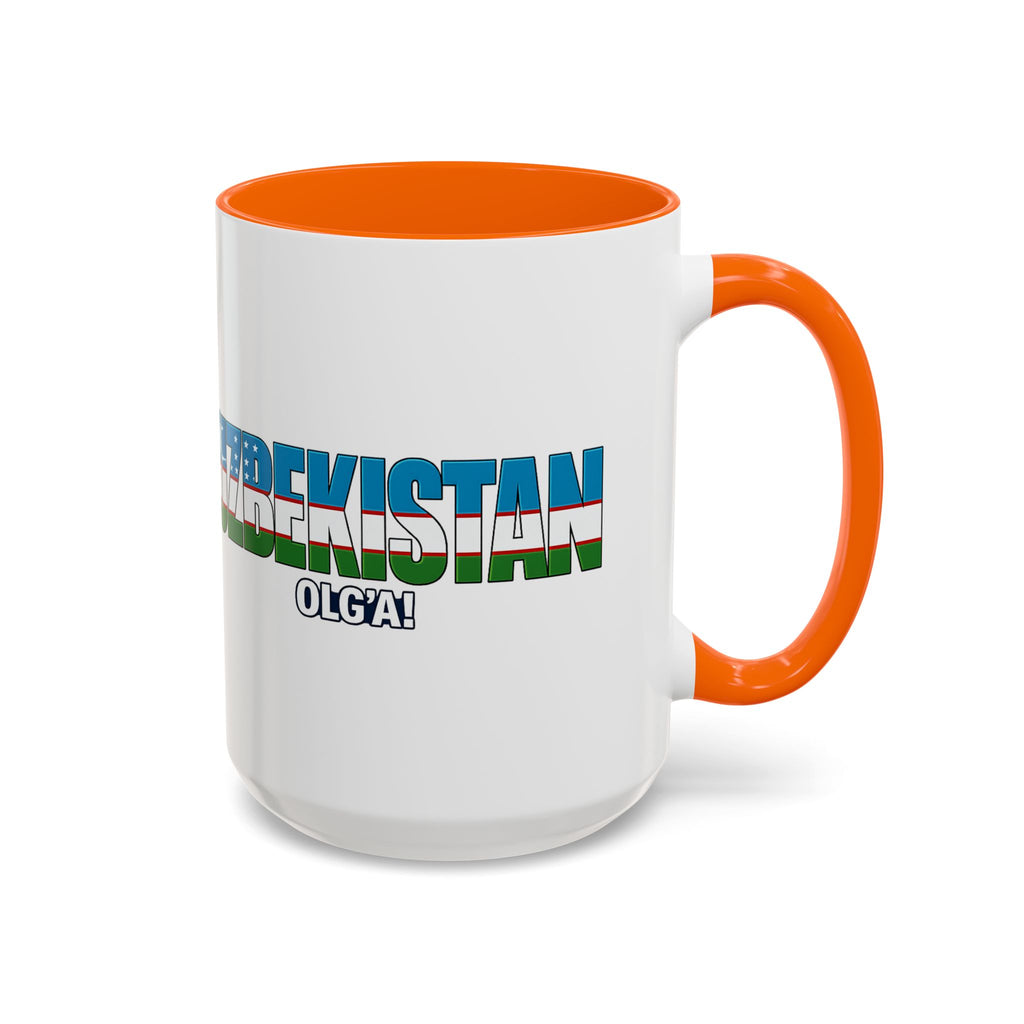 Uzbekistan Flag Typography Coffee Mug | Accent 11oz/15oz, Soccer World Cup 2026, Gift for Dad