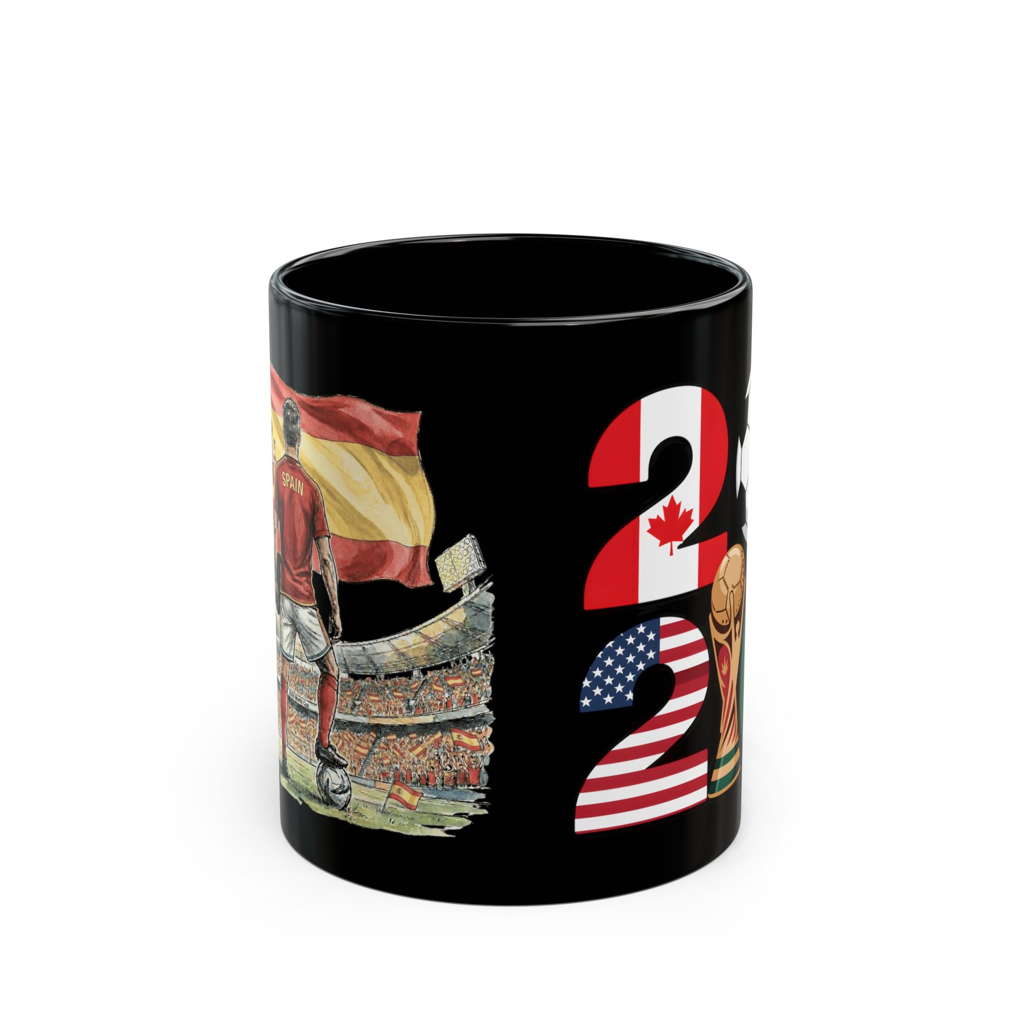 Spain World Cup 2026 Mug | Black Ceramic Coffee Cup, Spain Flag