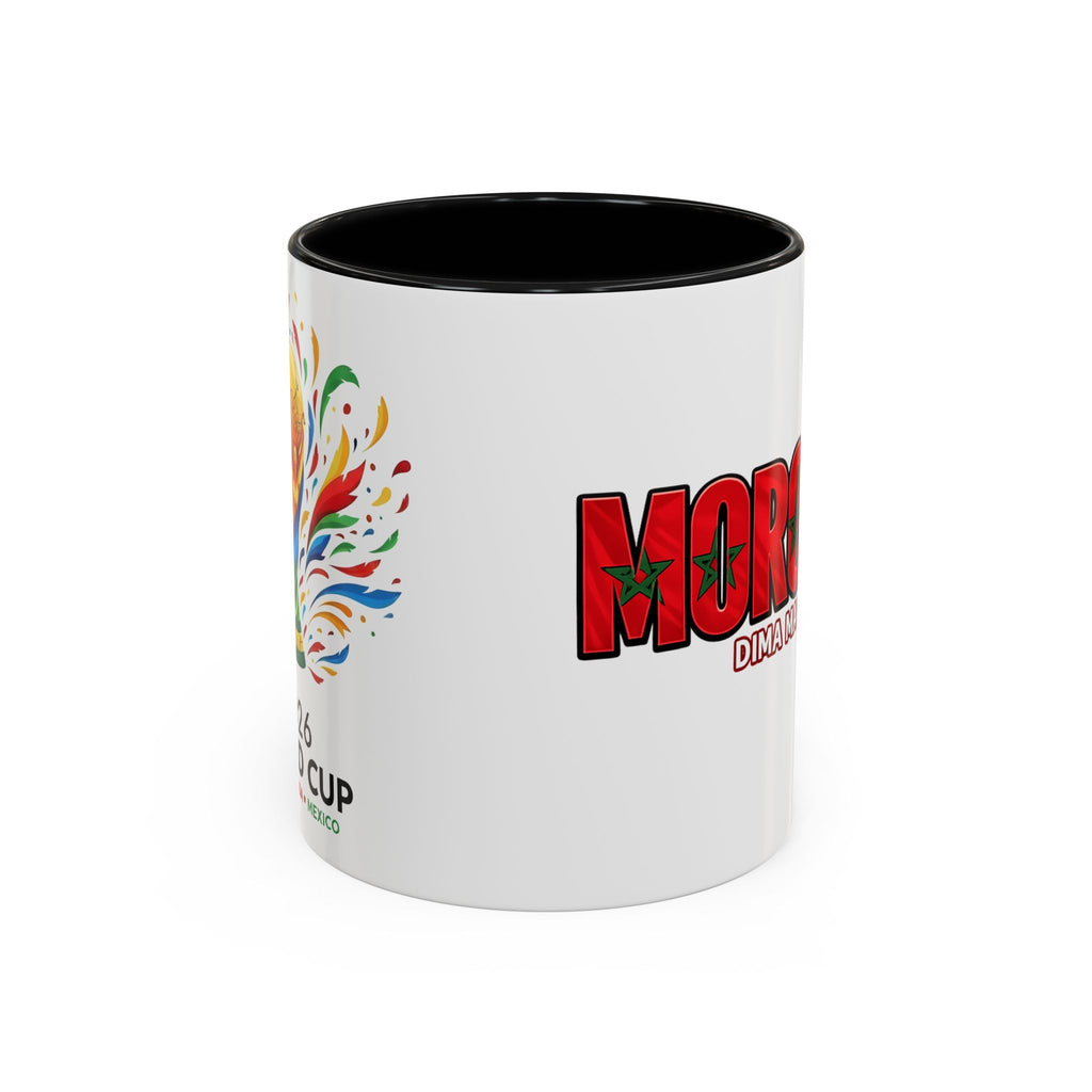 Morocco Flag Text Coffee Mug | Accent Coffee Mug (11, 15oz), World Cup 2026, Gifts for Dad
