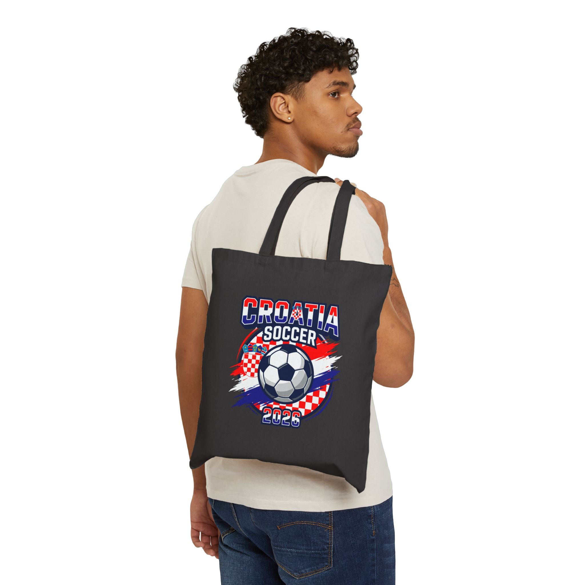 Croatia Soccer 2026 Tote, World Cup Soccer Ball Canvas Tote, Mother's Day Gift