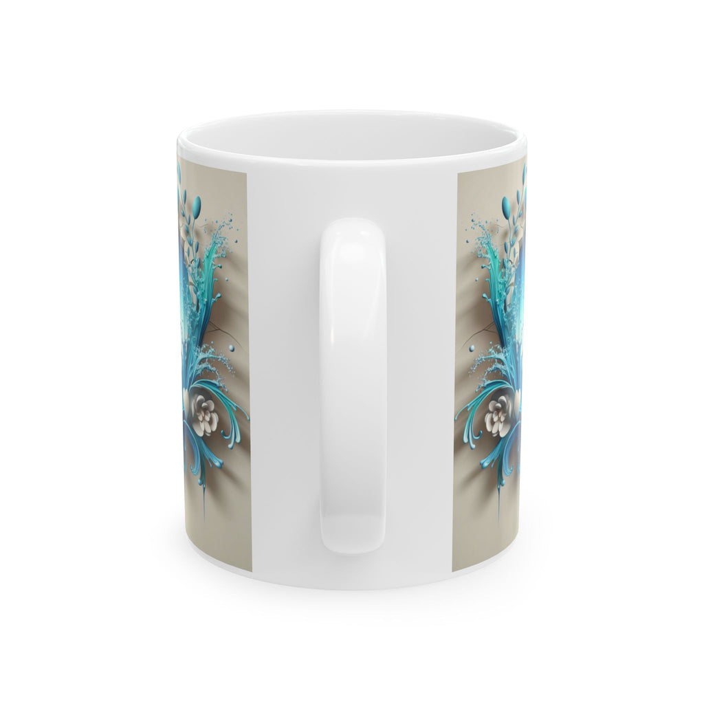Teal Floral Heart Mug | Ceramic Coffee Cup, Mother's Day Sale