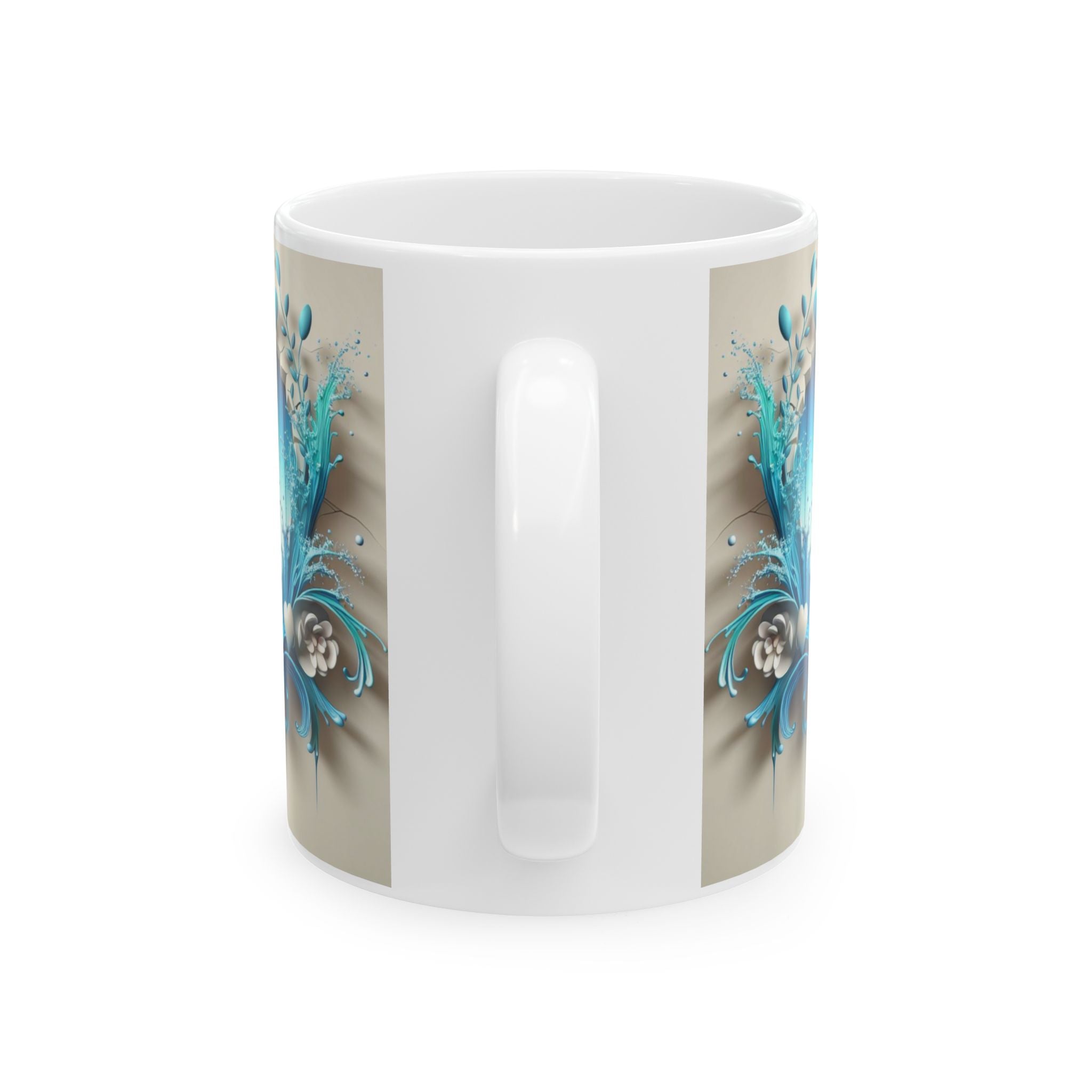 Teal Floral Heart Mug | Ceramic Coffee Cup, Mother's Day Sale