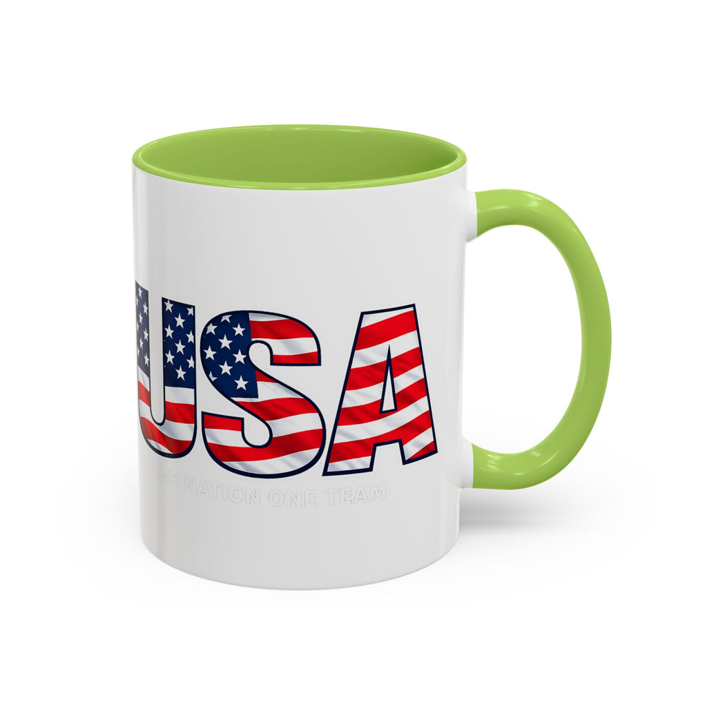 USA Flag Text Accent Coffee Mug | Patriotic American Stars Stripes Mug, Soccer World Cup 2026, Gifts for Dad