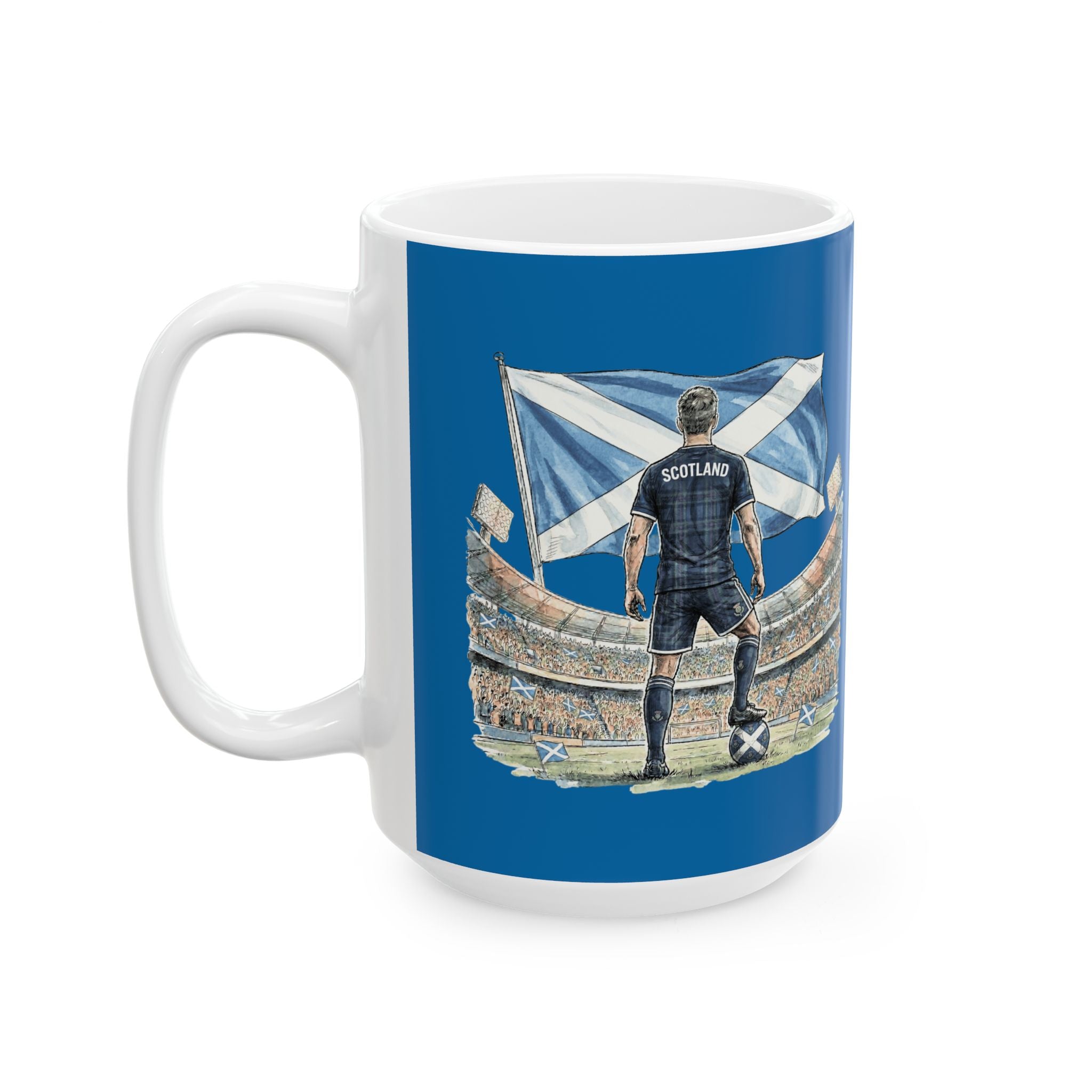 Scotland World Cup 2026 Mug, Blue Ceramic Cup, Scotland Flag, Soccer Fan Gift