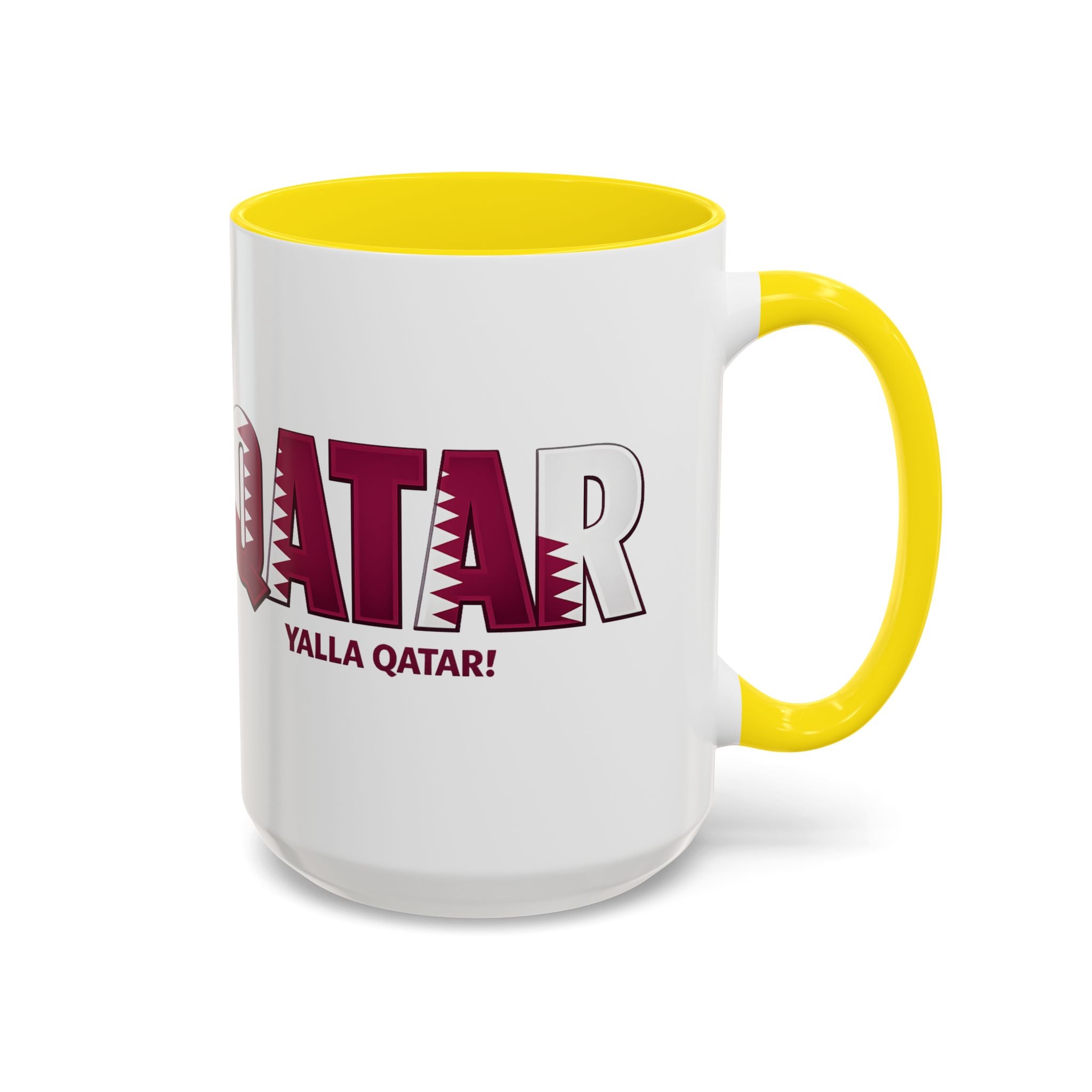 QATAR Yalla Qatar! Accent Coffee Mug | 11oz 15oz, Soccer World Cup 2026, Gifts for Dad