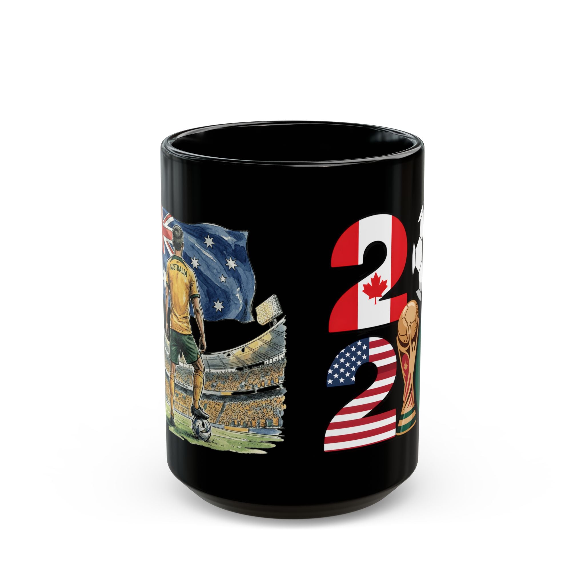 Australia World Cup 2026 Mug | Black Ceramic Coffee Cup, Gift For Dad, Australia Flag