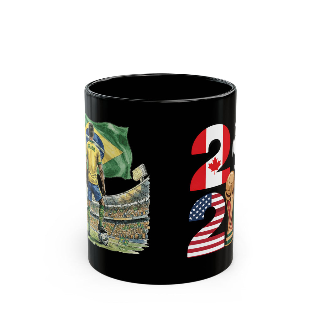 Brasil Soccer World Cup Mug | Black Ceramic Coffee Mug, Gift for Dad
