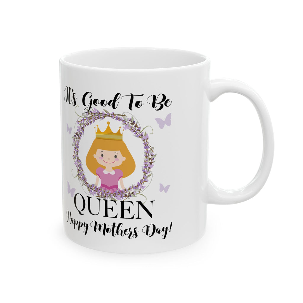 Queen Illustration Mug, Mother's Day Floral Crown, Ceramic Mug, Gift For Mom