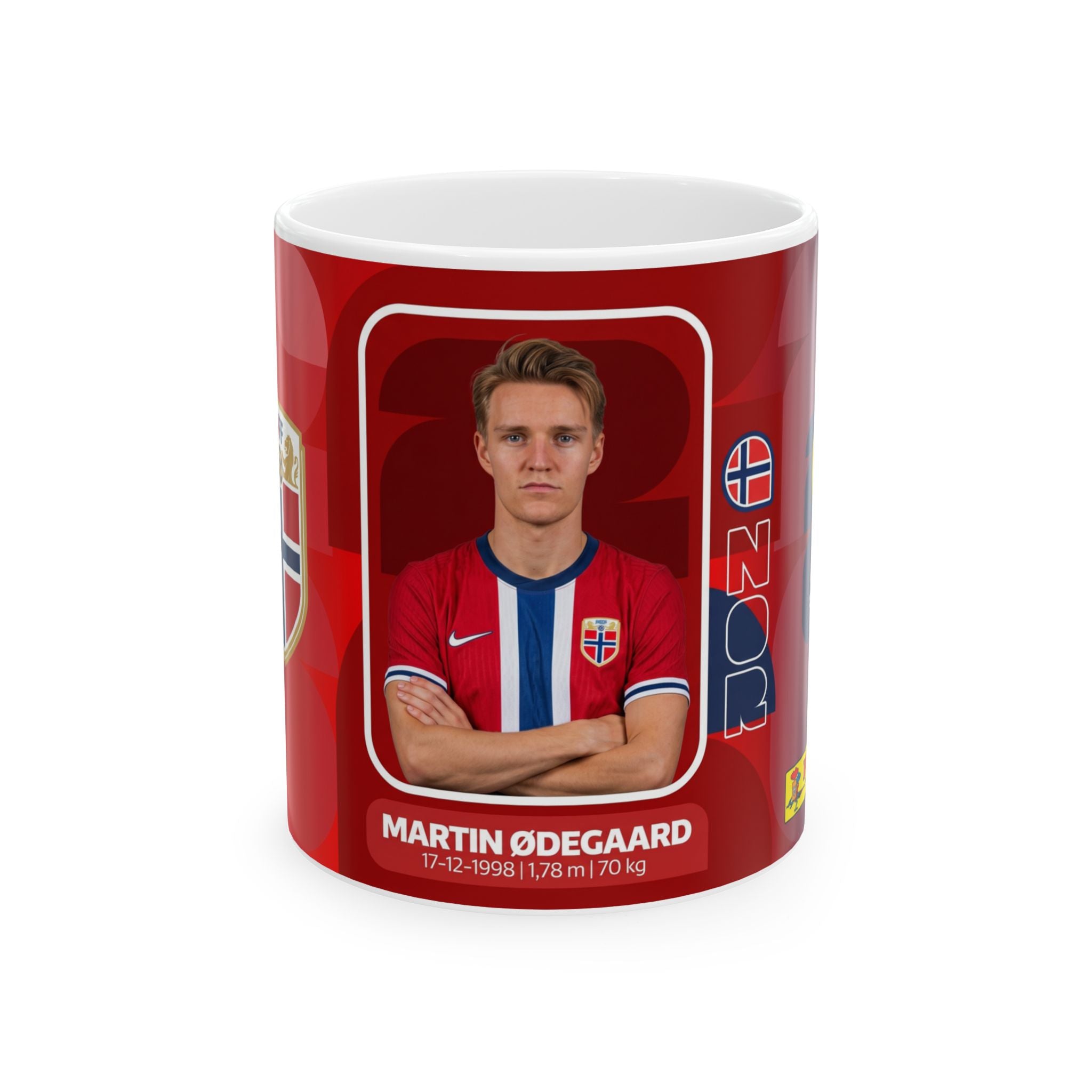 Norway Soccer Player Martin Ødegaard Mug — Ceramic Coffe Cup (11oz, 15oz), World Cup 2026 Mugs