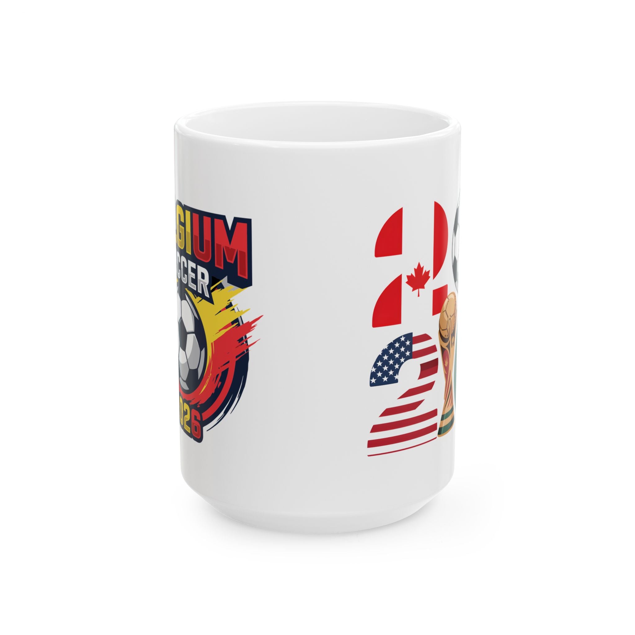 Belgium soccer fan mug, World Cup 2026 ceramic coffee cup, 11oz 15oz sizes