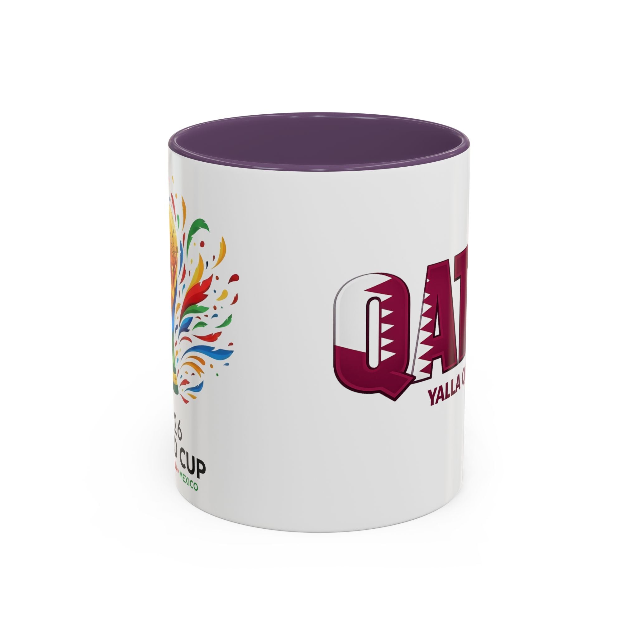 QATAR Yalla Qatar! Accent Coffee Mug | 11oz 15oz, Soccer World Cup 2026, Gifts for Dad