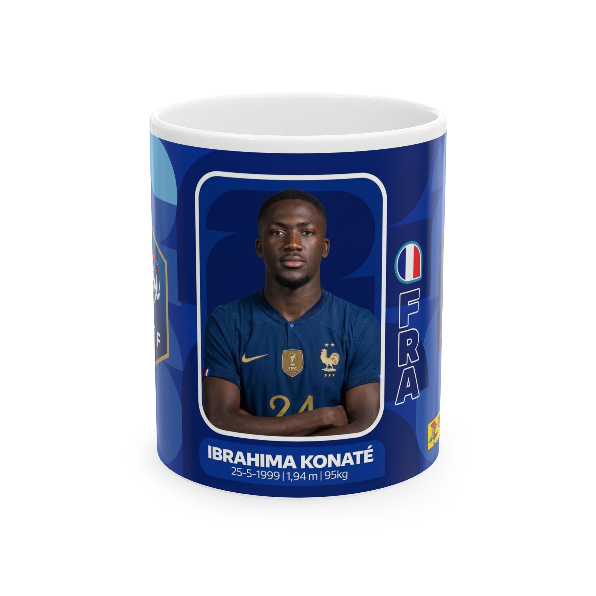 France Soccer Player  Ibrahima Konaté Mug —  Ceramic Coffee Cup (11oz & 15oz), World Cup 2026 Mugs