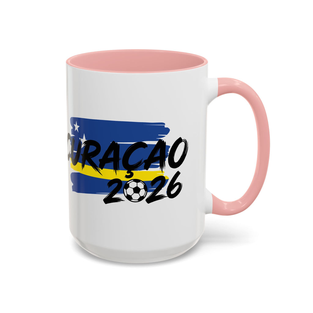 Curaçao 2026 Soccer Flag Accent Coffee Mug | 11oz 15oz,Soccer World Cup 2026, Gift For Dad