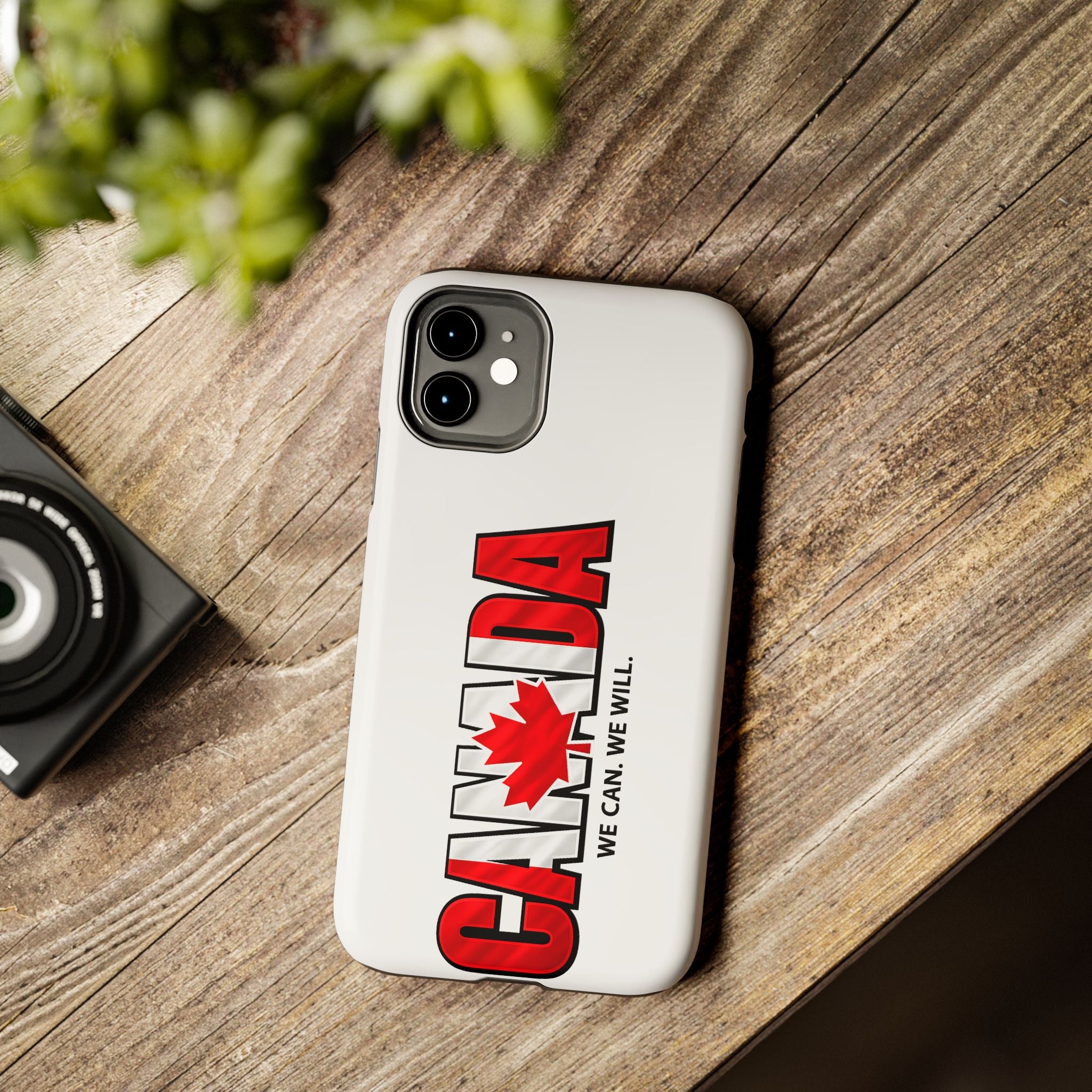 Canada Maple Leaf Phone Case | Canada text with red leaf, we can we will, Protective, Glossy, World Cup 2026