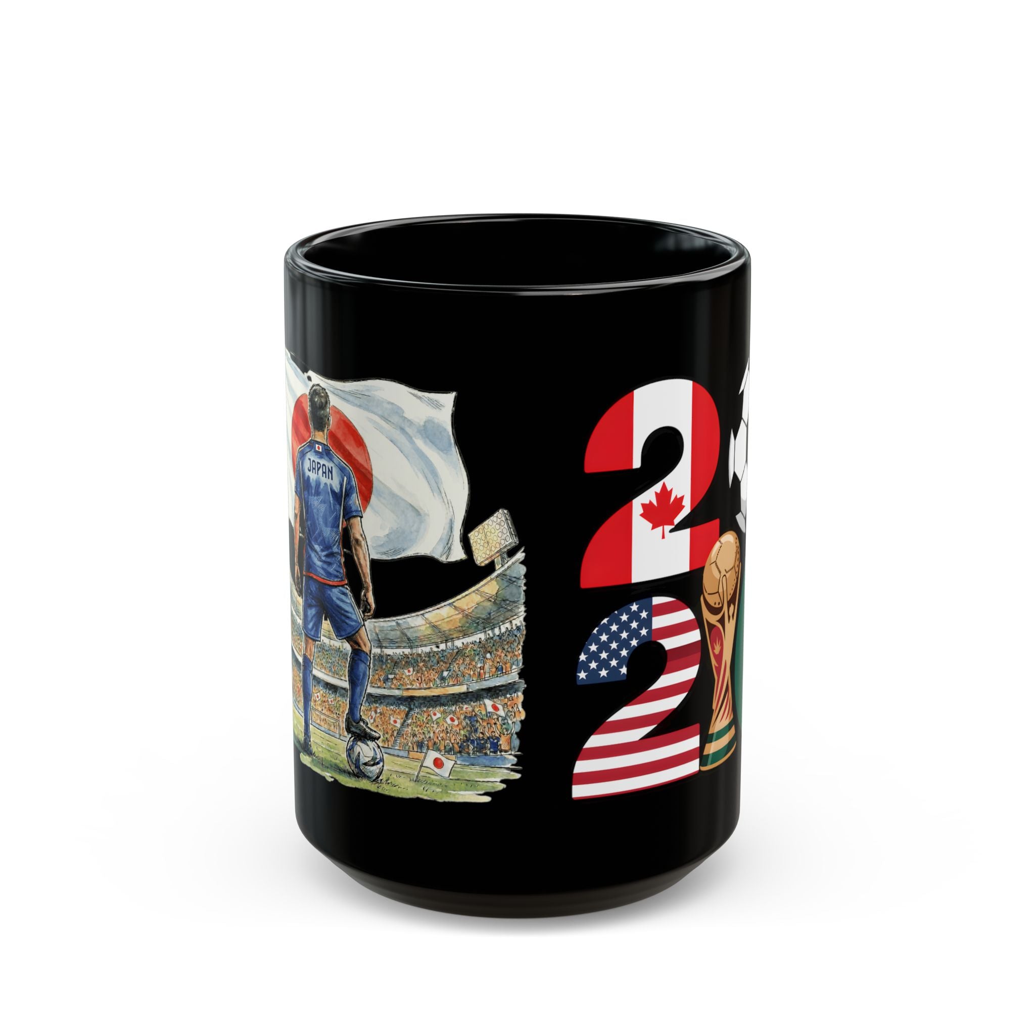 Japan World Cup 2026 Mug, Black Ceramic Coffee Cup, Japan Flag