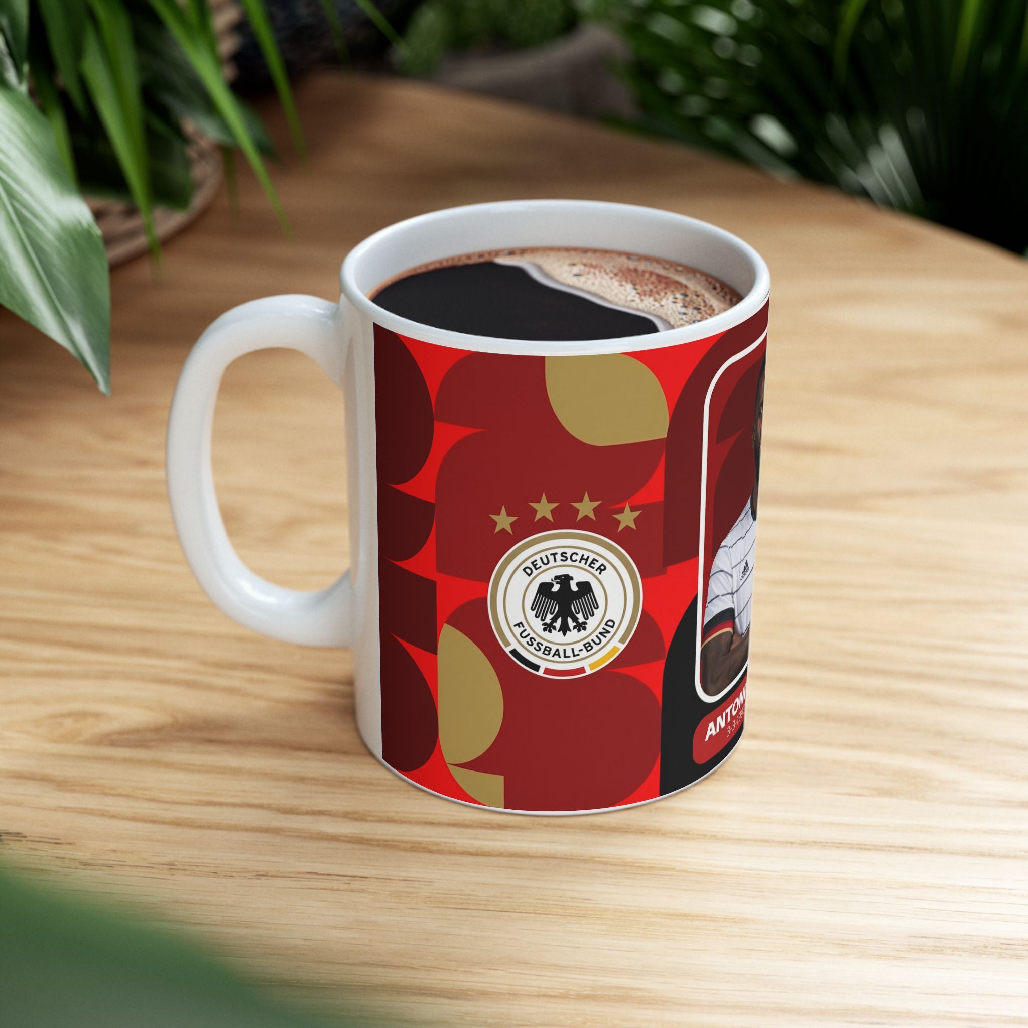 Germany Soccer Player Antonio Rüdiger Mug —  Ceramic  Coffee Cup (11oz, 15oz), World Cup 2026 Mugs