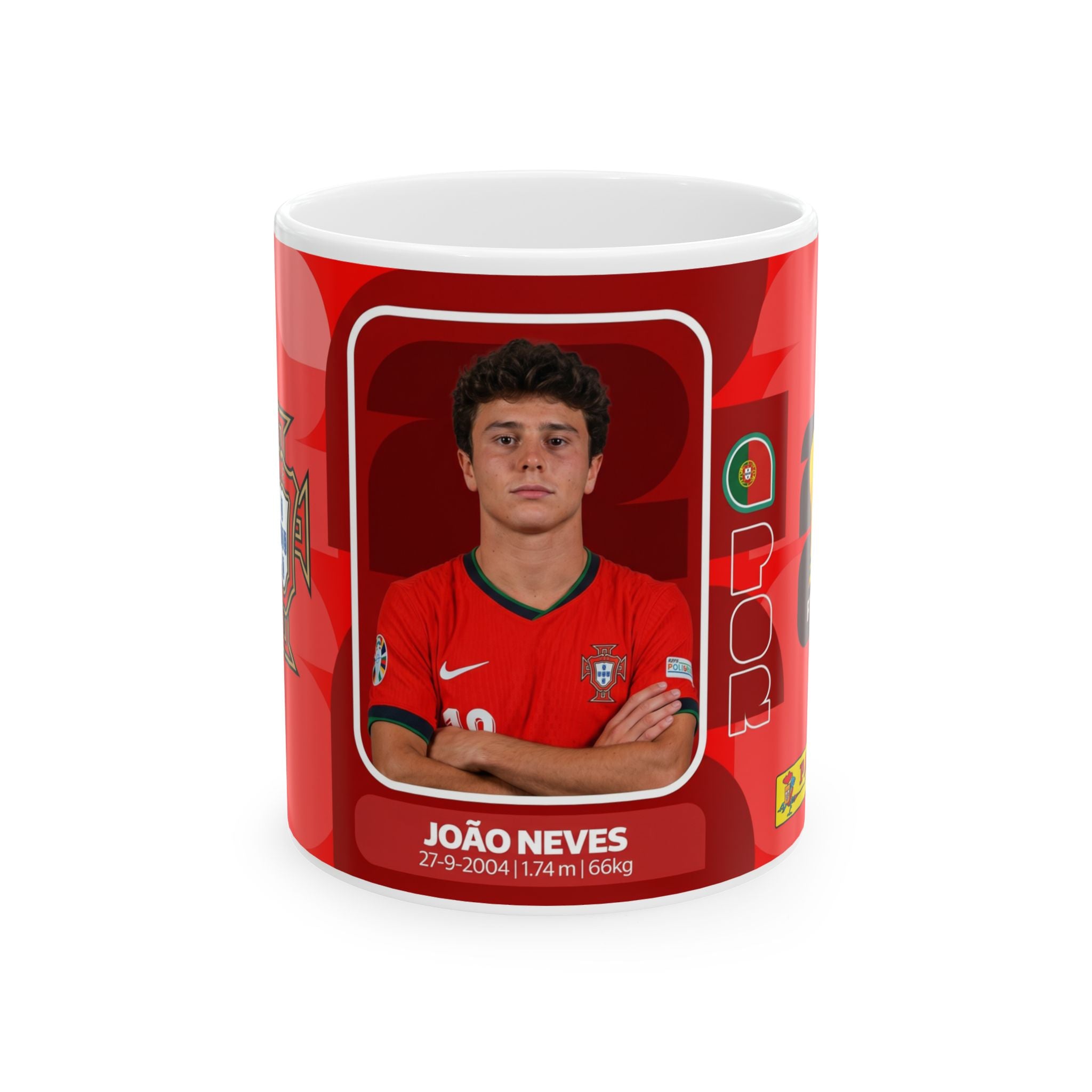 Portugal Soccer Player João Neves Mug, Ceramic Coffee Cup (11oz/15oz), World Cup 2026 Mugs