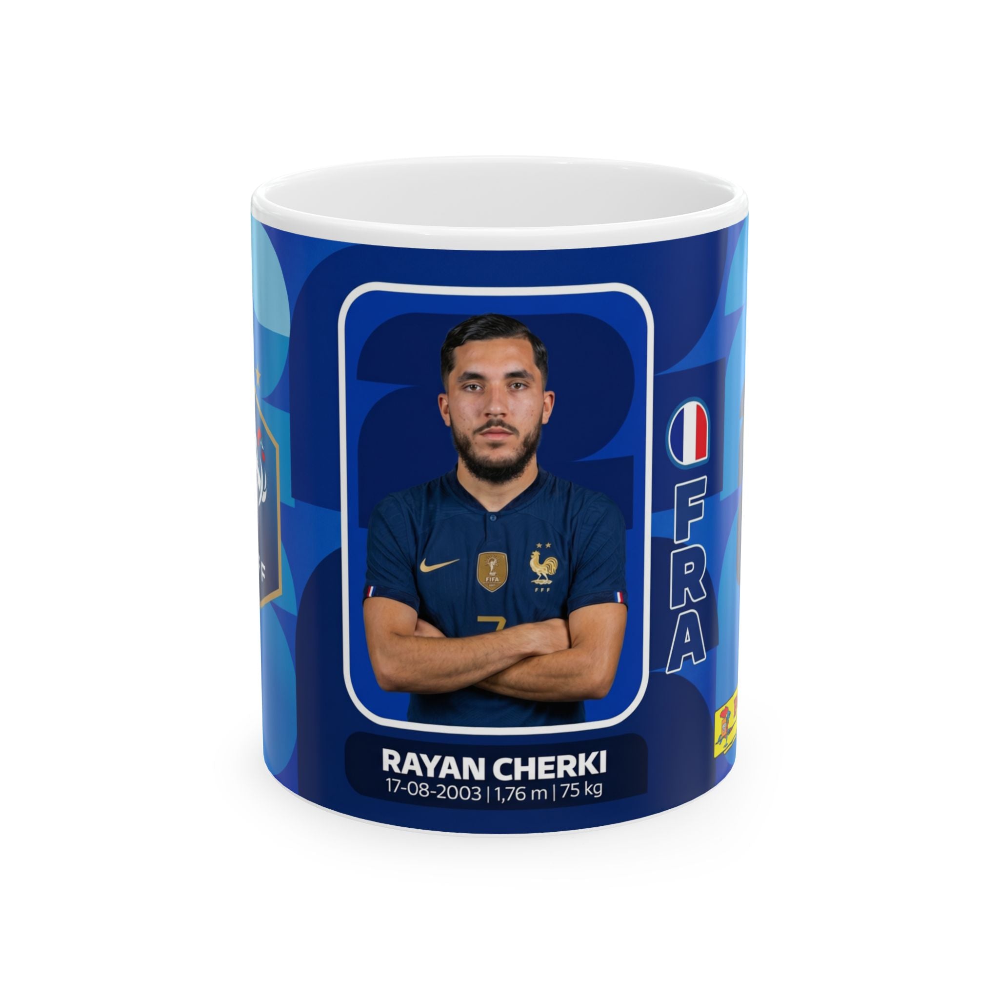 France Rayan Cherki Soccer Player Ceramic Mug — Coffee Cup 11oz/15oz, World Cup 2026 Mugs