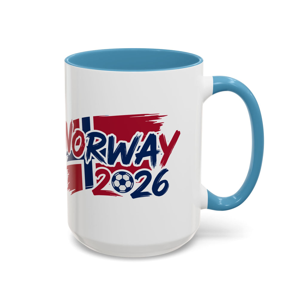 Norway 2026 Soccer Flag Accent Coffee Mug | 11oz 15oz, World Cup 2026, Gift for Dad