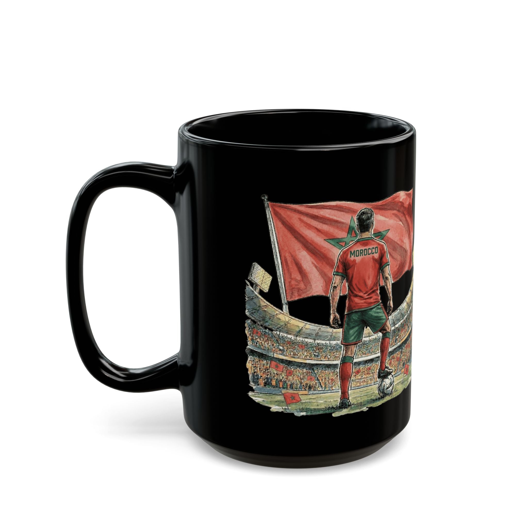 Morocco World Cup 2026 Soccer Mug | Black Ceramic Cup, Gift For Dad