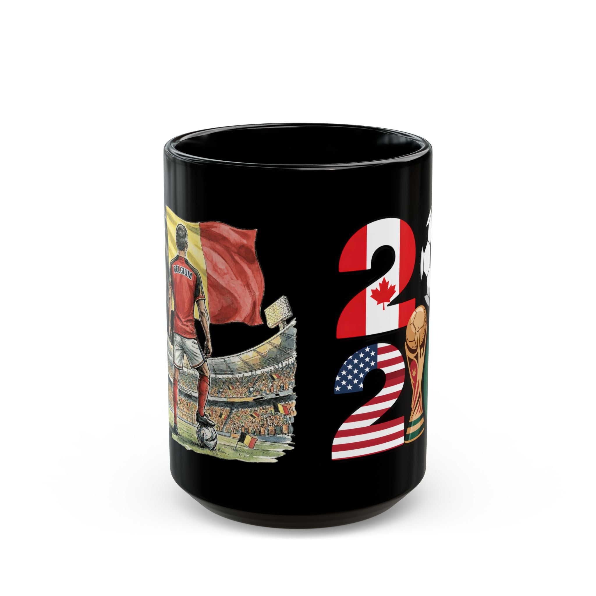 Belgium World Cup 2026 Mug | Black Ceramic Coffee Cup, Belgium Flag, Gift For Dad