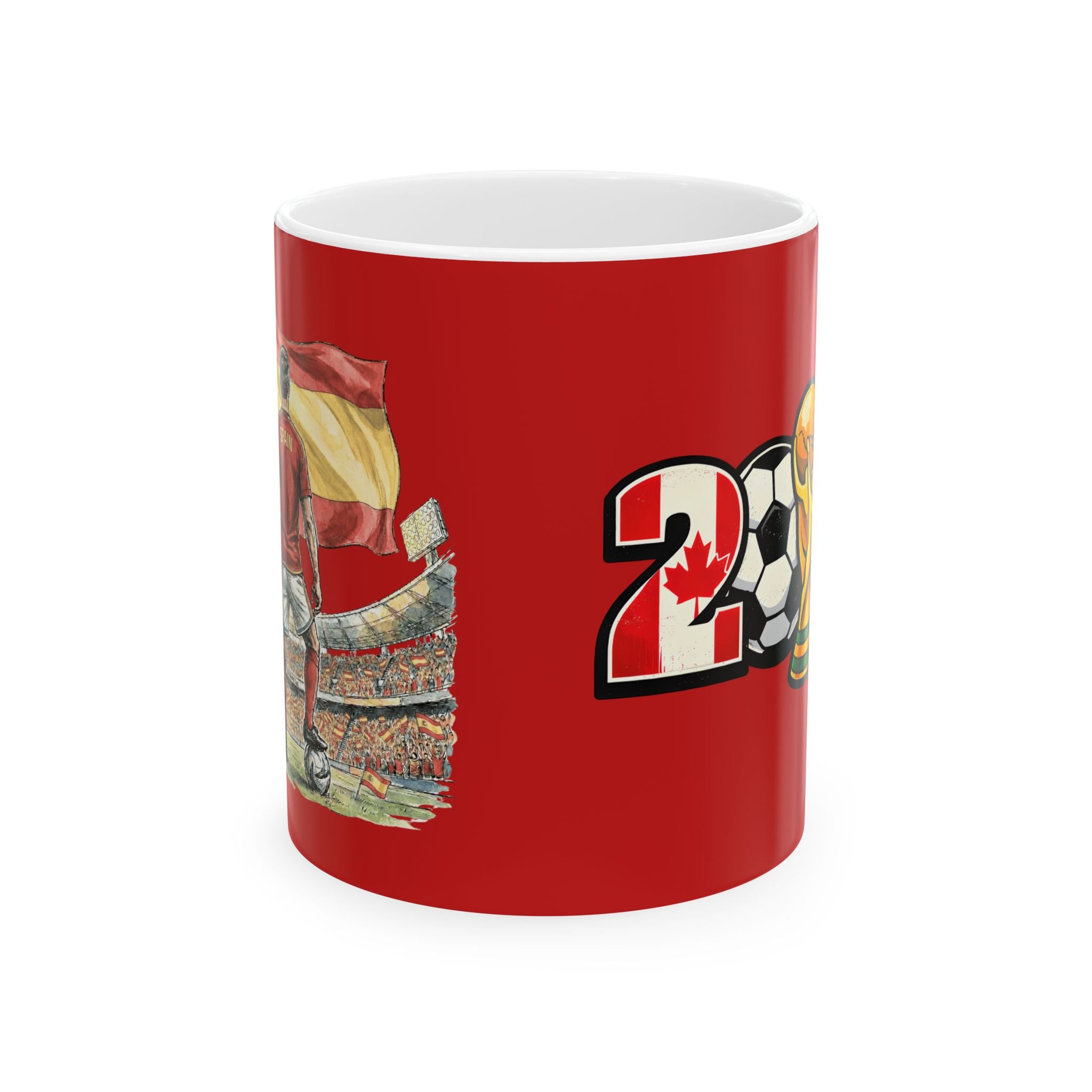 Spain World Cup 2026 Mug, Red Ceramic Coffee Cup, Spain Flag, Soccer Fan Gift