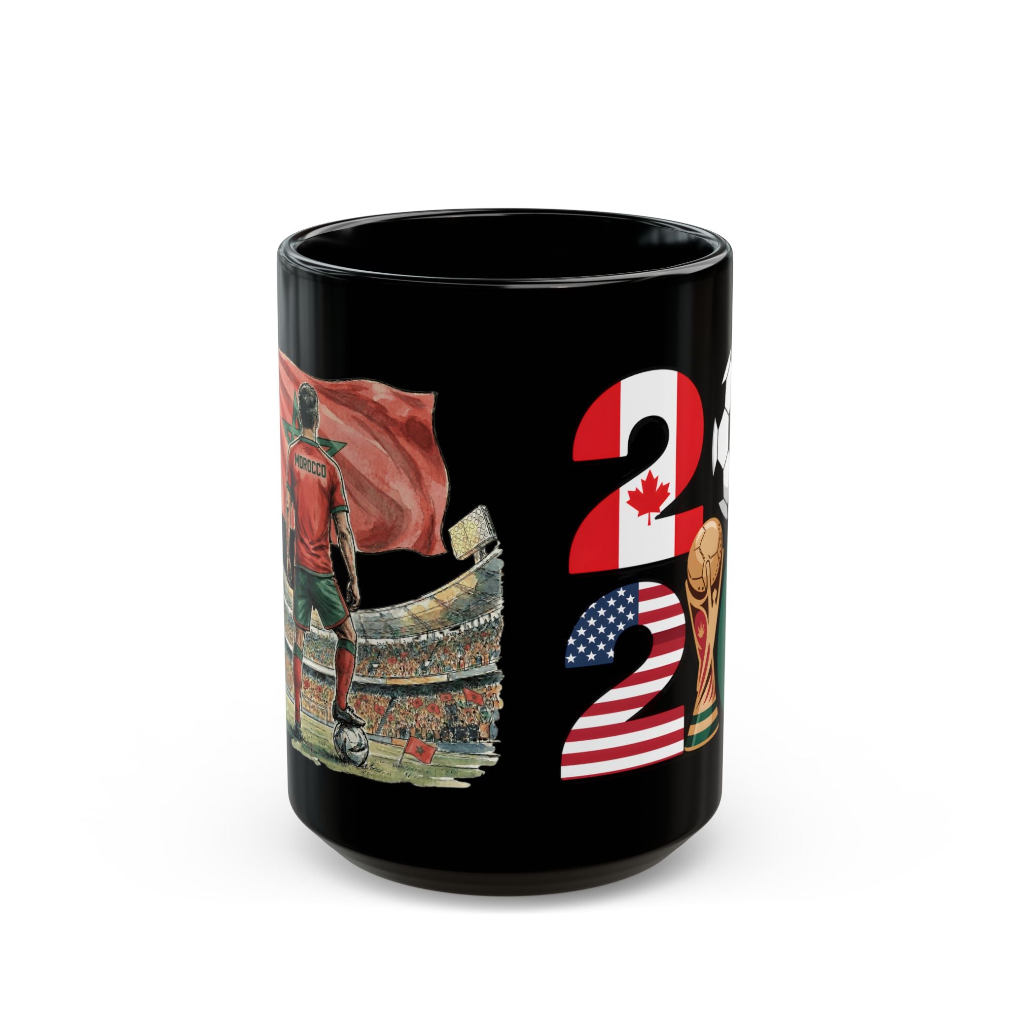 Morocco World Cup 2026 Soccer Mug | Black Ceramic Cup, Gift For Dad
